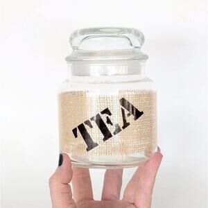 Vintage Anchor Hocking Glass Tea Storage Jar with Burlap Design